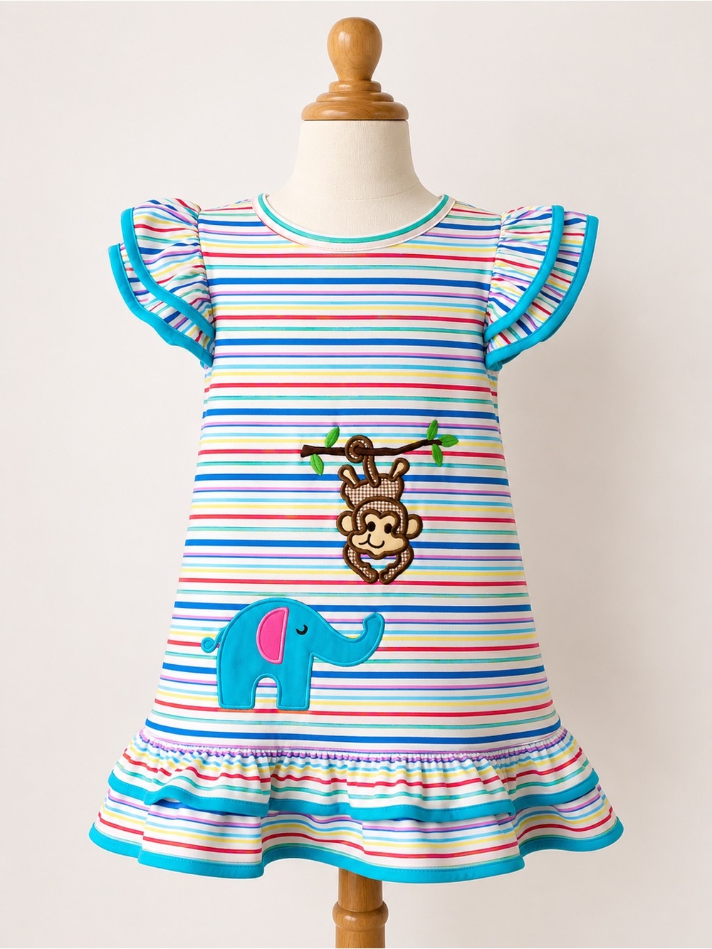 Classic Whimsy Size 4T Striped Safari Dress - Bright Pastel Stripes